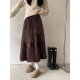 Gold velvet skirt for women with large size fat mm autumn and winter high waist slim A-line skirt with hips and cake skirt mid-length skirt