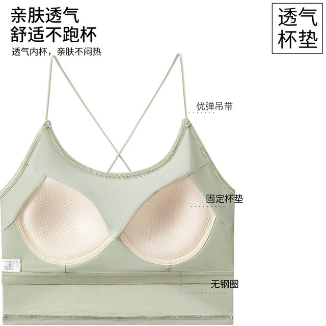 Super thin shoulder straps, backless, steel ringless black small breasts gathered in summer thin underwear, beautiful back sports vest bra for women