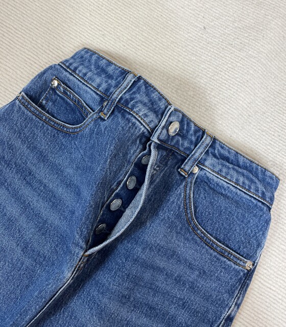 Foreign trade summer new button slit straight tube high-end washing-temperature denim skirt