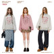 UNIFREE drop-shoulder round neck sweatshirt for women American retro cute loose versatile top