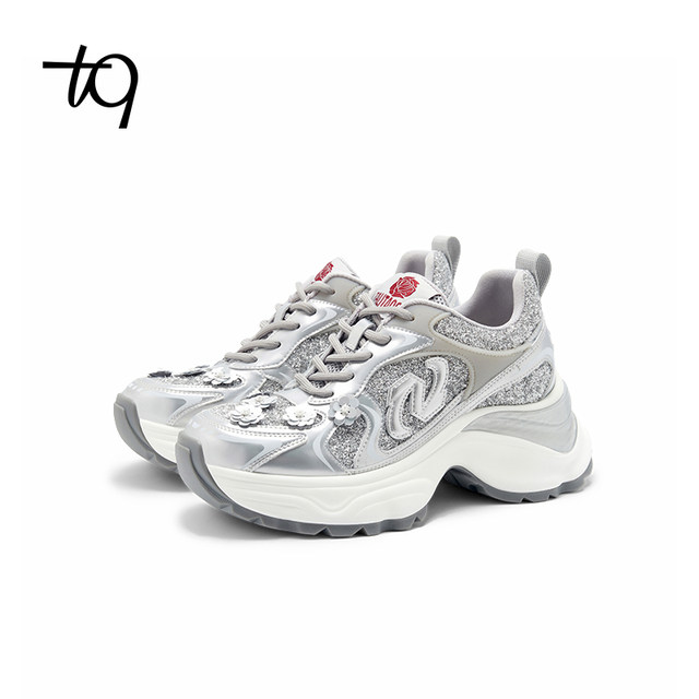 Talitaqoom silver daddy shoes rose flower thick-soled casual shoes tq women's shoes sneakers