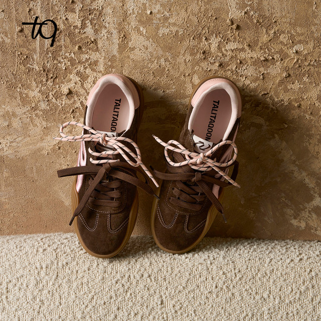 The same style of celebrity Talitaqoom caramel shoes 2025 autumn new thick-soled reverse velvet training shoes tq women's shoe shoes