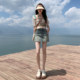 Denim short skirt for women in summer thin A-line skirt pants American draped miniskirt pear-shaped body college skirt
