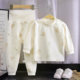 Baby pure cotton autumn clothes suit for boys and girls Midi home clothes pajamas can be opened in infants and toddlers high-waist belly protection pants