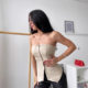 European and American style women's PU leather strap sexy backless one-length tight-fitting ladies' small breast wrap vest
