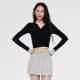 asomesome American Henry Neck Hot Girl Slim Knit Long Sleeve T-shirt Women's V-neck Underwear Top Base Shirt