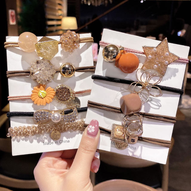 Hair tie rubber band for women adults headdress hair rope hair ring leather tuck head rope for girls 2025 new high-end wholesale