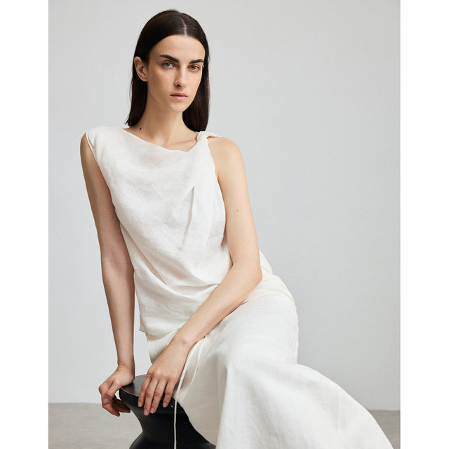 CHICC3 heavyweight light and cool linen Jingshe style handmade knot-shaped sleeveless top