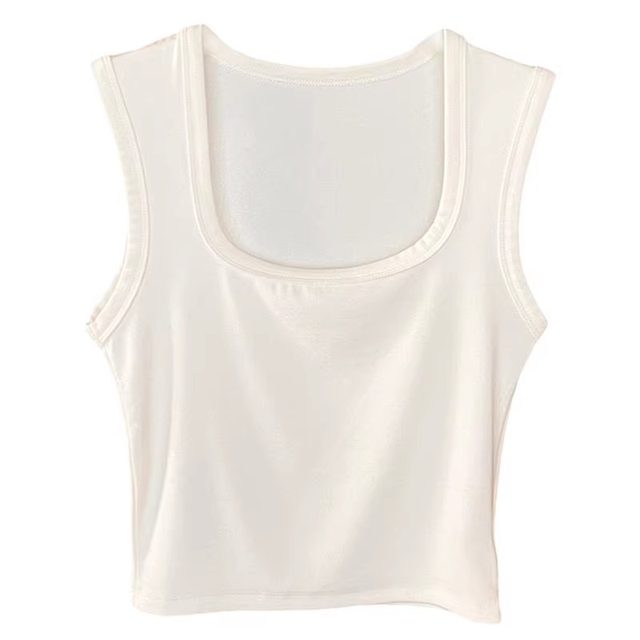 La Chapelle Blue Vest 2025 Wide shoulder strap square collar suspender short base slim fit inner top wear outside