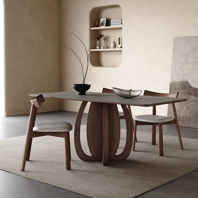 Photo inspiration: Slate Wood Furniture For Highrise Apartment Library Reference: Nordic Solid Wood Slate Dining Table Modern Simple Household Small