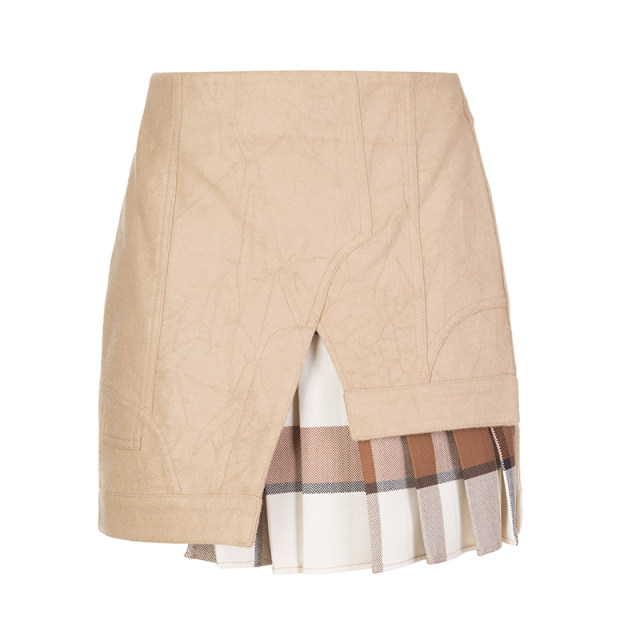 DAMOWANG Autumn and Winter New Deconstructed Spliced ​​Short Skirt Slim A-line Short Skirt
