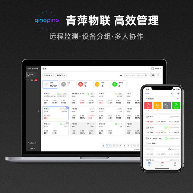 Qingping Electronic Temperature, Humidity and Barometer Industrial High-Precision Recorder Intelligent Remote Alarm Charging Indoor Greenhouse