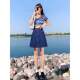 High-waisted denim skirt short skirt for women in summer 2023 spring and autumn new A-line skirt versatile large size black hip-covered skirt
