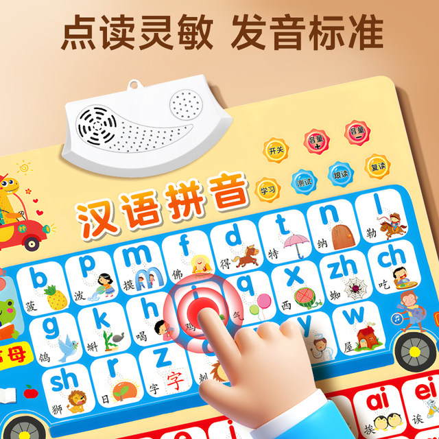 Pinyin alphabet wall sticker audio early education wall chart first grade initial consonants and finals overall recognition and reading of syllables and pronunciation artifact