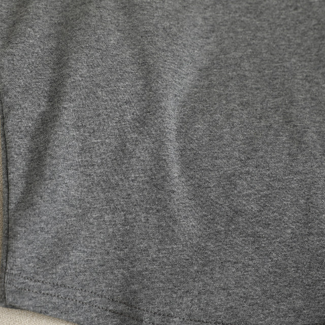 Iranian style! Contrasted color splicing trolley sleeves round neck embroidered short sleeves small slim casual gray T-shirt top for women