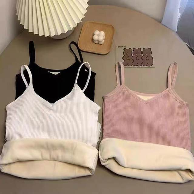 Autumn and winter warm cotton vest women's inner wear base layer plus velvet thickened cold-proof student Korean style small sling outer top