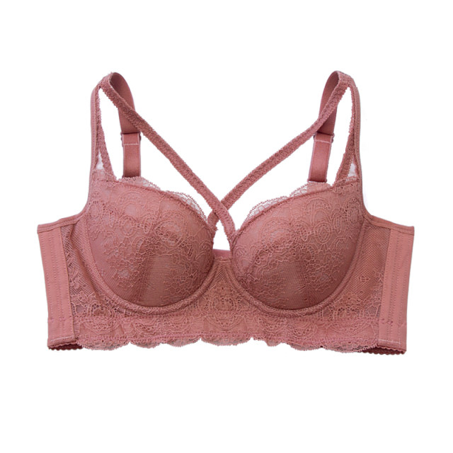 Chongye underwear women's big breasts showing small tuning bras and drooping pair of breasts, sexy cross -shoulder strap dreams

