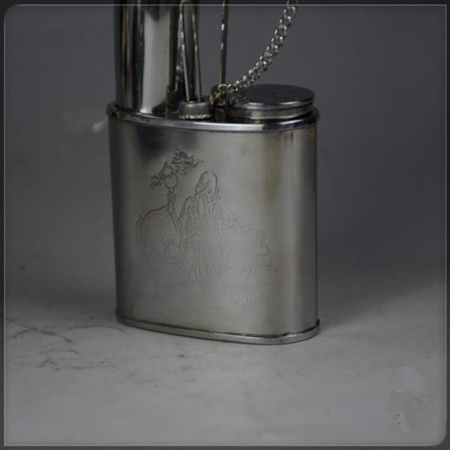 Retro vintage sweet-spoken hookah Lanzhou hookah bottle pure copper hookah pipe pot silver white copper hookah pipe cigarette pipe cigarette mouth