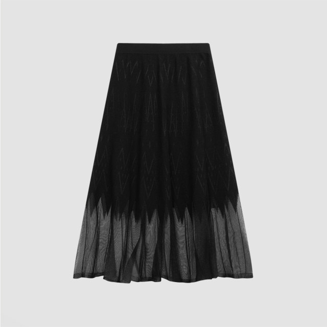 Booming mesh spliced ​​skirt 2024 spring new retro fashionable design skirt