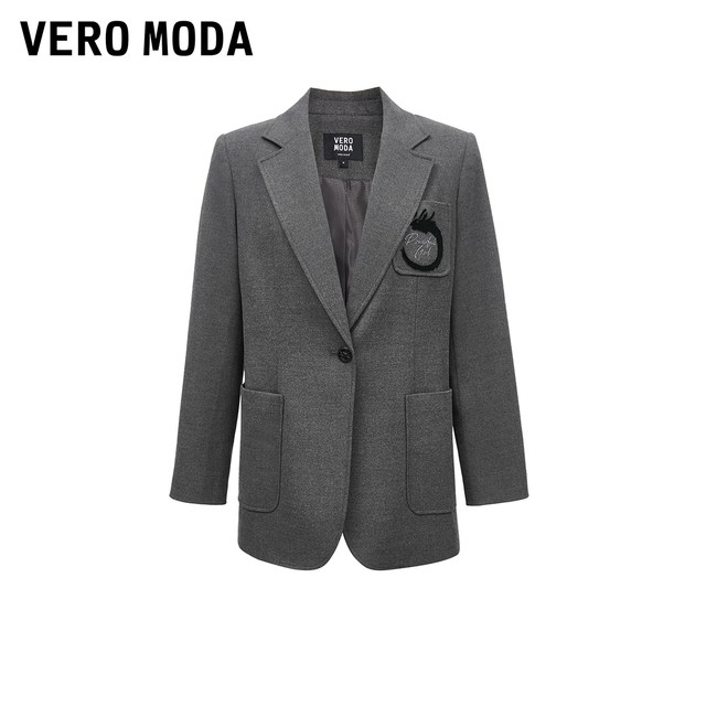 Vero Moda Ole blazer women's autumn and winter new loose flat lapel embroidery simple commuting versatile