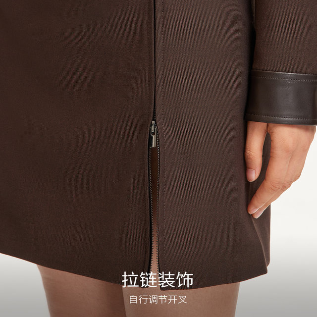 Vero Moda Outlet Skirt in summer new PU splicing Yadan style A-line short skirt commuting versatile and popular