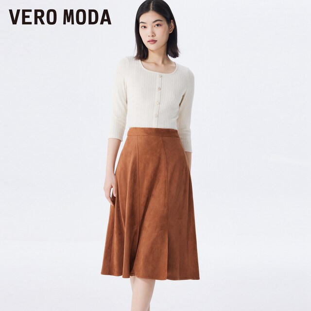
Vero Moda Outlet Skirt in summer new high-waisted A-line midskirt retro commuting elegant women versatile trend