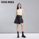 Vero Moda Outlet Skirt New Fashionable High Street PU pleated A-line high-waisted temperament short skirt is popular