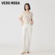 Vero Moda Outlet T-shirt for women's summer new cute heart pattern light pink knitted short-sleeved loose top