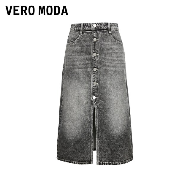 Vero Moda Outlet denim skirt summer clearance street style casual cotton hem open for women versatile
