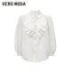 Vero Moda Outlet shirt for women in spring and summer new H-style bow slightly transparent seven-point puff sleeve sweet top