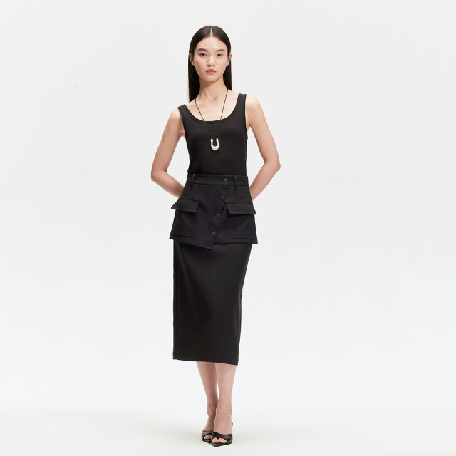 Vero Moda Outlet Skirt 2025 Summer New Shopping Mall same style decorative solid color straight commuting