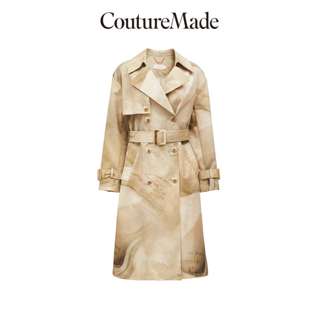 Vero Moda Outlet Trench Coat for Women Early Autumn New Elegant Temperament Versatile Print Commuter Mid-Length