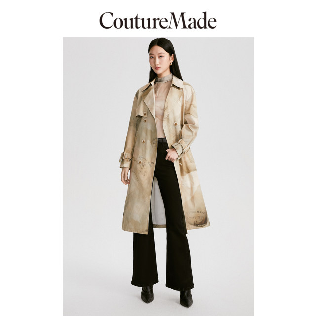 Vero Moda Outlet Trench Coat for Women Early Autumn New Elegant Temperament Versatile Print Commuter Mid-Length