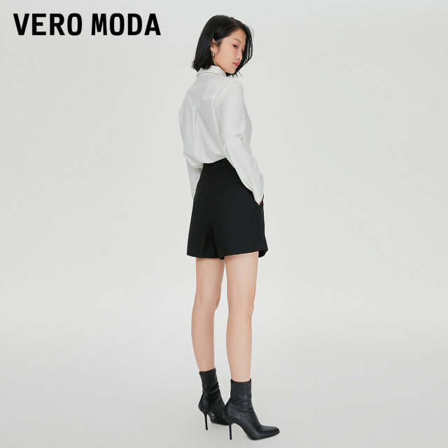 Vero Moda Outlet Shorts Clearance for Summer Simple Color Blocking Streamer Decoration High Waist Pants Versatile Women's Fashion