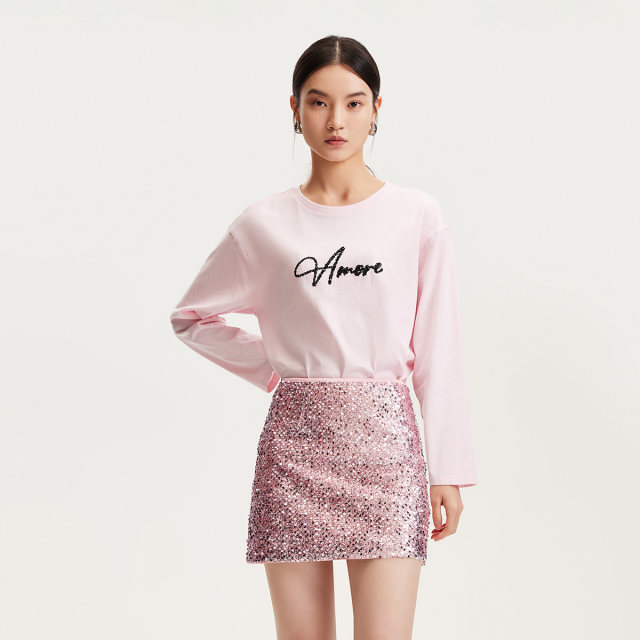 Vero Moda Outlet Skirt 2025 Summer New Fashionable Dating Elegant A-line Sequin Skirt Gorgeous Short Skirt
