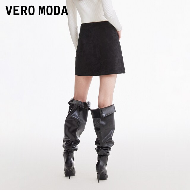 Vero Moda skirt 2025 summer new mall same style A-line pig layered leather short skirt 325111014