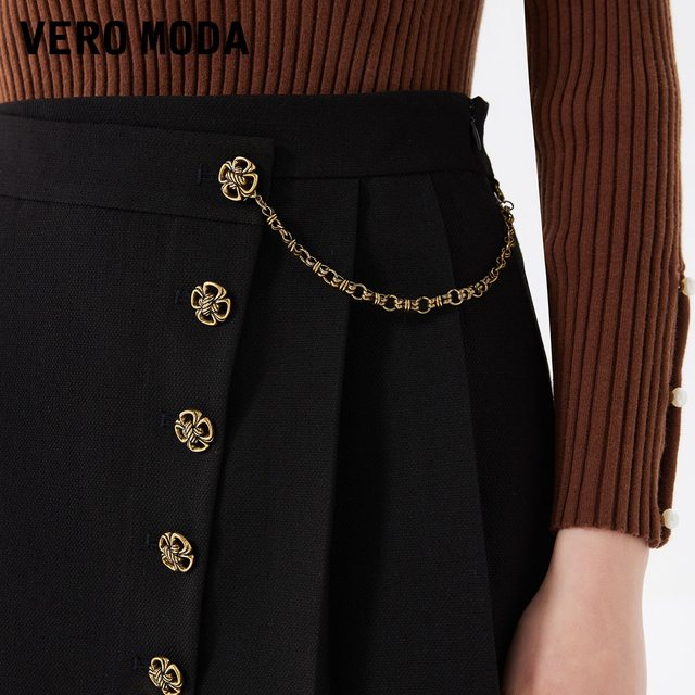 Vero Moda Outlet Skirt for Women in Summer New High Waist A-Swing Asymmetric Short Skirt Fashion Commuting Versatile