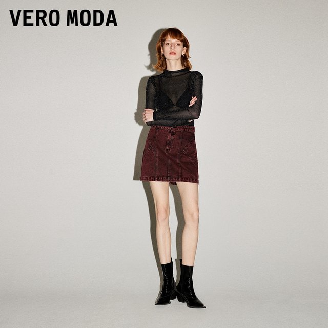 Vero Moda Outlet Skirt New Summer Retro Fashion Cotton A-line High Waist Denim Skirt Short Skirts Trendy