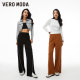 Vero Moda Outlet casual pants for women in autumn and winter new retro stylish elastic waist loose straight pants versatile