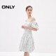 
ONLY Summer Palace Style French Retro Square Collar Waist Short Dress Dress Women