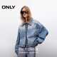 ONLY Outlet 2025 summer new 3D digital printing design loose shoulder lapel long sleeve denim jacket for women