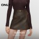 ONLY Outlet Spring Retro Slim A-line Short Leather Skirt Skirt Women