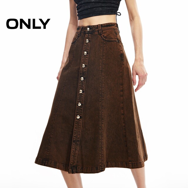 ONLY Summer Fashion Fishtail High Waist Slim Mid-length Denim Skirt for Women
