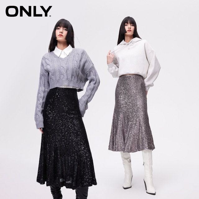 ONLY Summer Fashion Simple Heavy Industry High Waist Medium-Length Fishtail Skirt Women
