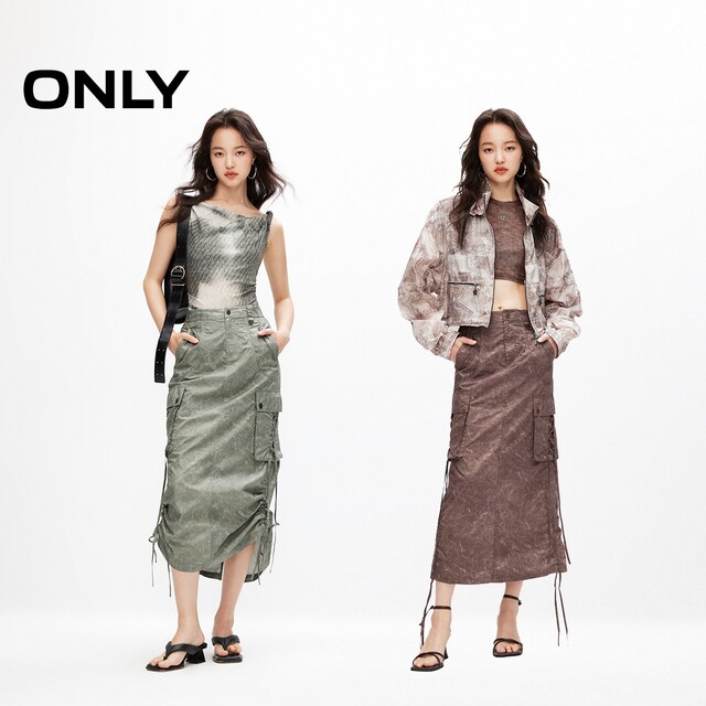 ONLY Outlet summer trendy design sense old work pocket long skirt for women
