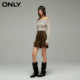ONLY spring retro trendy leather skirt high waist A-line short skirt skirt women