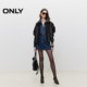 ONLY Summer Leica PU splicing high waist A-line denim skirt skirt for women

