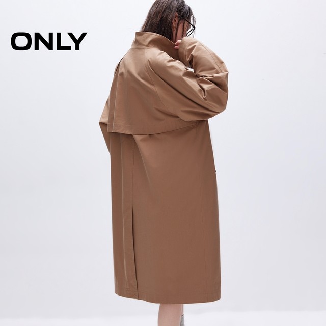 ONLY Outlet 2025 summer new trendy and cool versatile loose stand collar mid-length windbreaker jacket for women
