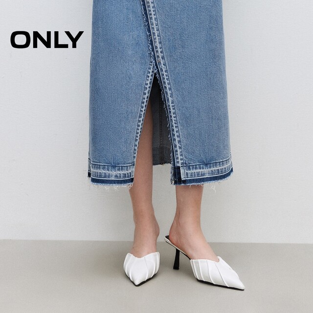 ONLY Outlet 2025 summer new fashionable and versatile slit high waist mid-length skirt denim skirt women
