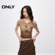ONLY Summer Fashion Retro Printed V-neck Slim Shoulder Short T-shirt for Women
